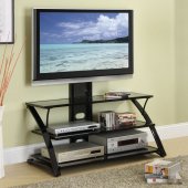 Black Finish Modern 3 Shelf TV Stand