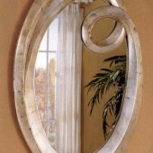 "Q" Frame Contemporary Oval Beveled Mirror in Silver Finish