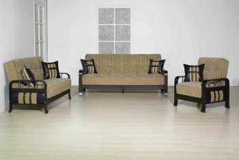 Brown Fabric Elegant Living Room w/Sleeper Sofa & Storage [MNSB-ARENA]