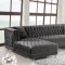 Moda Sectional Sofa 631 in Grey Velvet Fabric by Meridian