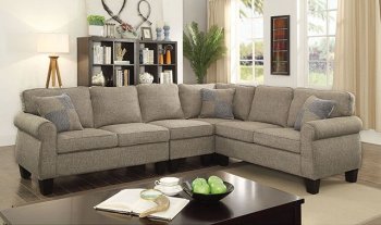 Rhian Sectional Sofa CM6329LG in Light Gray Linen-Like Fabric [FASS-CM6329LG-Rhian Light Gray]