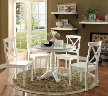 Penelope CM3546RT 5Pc Dining Set in White w/Round Table [FADS-CM3546RT-Penelope]