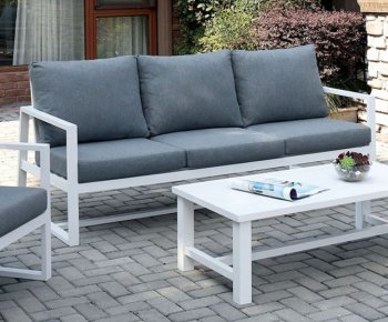 India Outdoor Sofa Set CM-OS2590 in Gray & White w/Options [FAOUT-CM-OS2590GY-India]