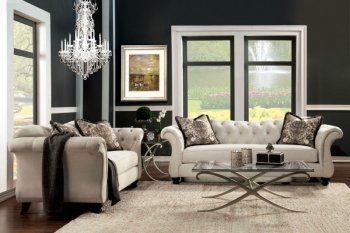 Antoinette Sofa SM2221 in Ivory Fabric w/Options [FAS-SM2221 Antoinette Ivory]