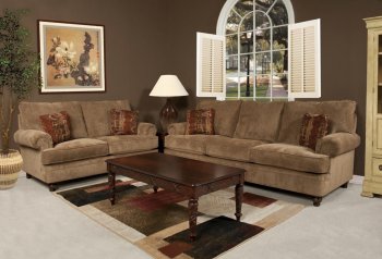 16160 Sphynx Sofa & Loveseat Set in Cafe Fabric by Chelsea [CHFS-CHF-16160-160 Sphynx]