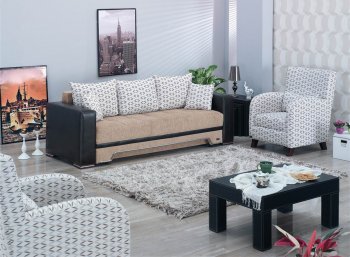 Fabric & Vinyl Two-Tone Modern Sofa Bed w/Optional Accent Chair [MYSB-Kremlin]