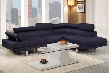 F7569 Sectional Sofa by Boss in Navy Linen Fabric [PXSS-F7569]