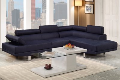 F7569 Sectional Sofa by Boss in Navy Linen Fabric