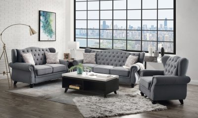 Hannes Sofa 53280 in Gray Fabric by Acme w/Options