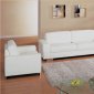 White Leather Vinyl Contemporary Living Room Sofa w/Metal Legs