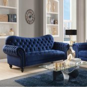 Iberis Sofa & Loveseat Set 53405 in Navy Blue Velvet by Acme