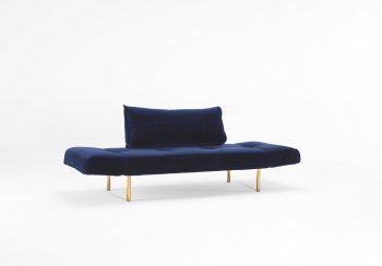 Zeal Deluxe Daybed in Dark Blue Velvet w/Brass Leg by Innovation [INSB-Zeal Deluxe-Brass-865]