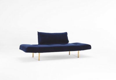 Zeal Deluxe Daybed in Dark Blue Velvet w/Brass Leg by Innovation