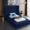 Kiki Upholstered Bed in Navy Velvet Fabric by Meridian