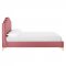 Olivia Upholstered Platform Queen Bed in Dusty Rose Velvet by Mo