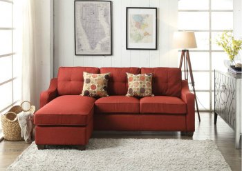 Cleavon II Reversible Sectional Sofa 53740 in Red Linen by Acme [AMSS-53740-Cleavon II]