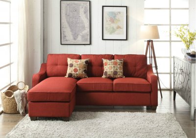 Cleavon II Reversible Sectional Sofa 53740 in Red Linen by Acme