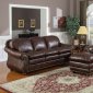 Brown Bonded Leather Contemporary Sofa w/Optional Chair