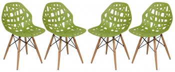 Akron Set of 4 Dining Chairs Ak19GR in Green by LeisureMod [LMDC-AK19GR-Akron Green]