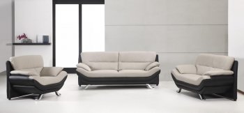 Black & Grey Two-Tone Bonded Leather Modern 3Pc Sofa Set [VGS-2927]