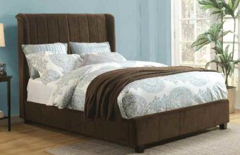 20770 Zachary Bed in Dark Brown Micro Velvet Fabric by Acme [AMB-20770 Zachary]