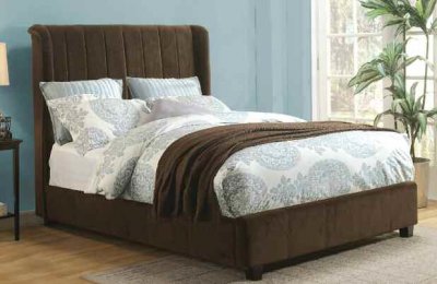 20770 Zachary Bed in Dark Brown Micro Velvet Fabric by Acme