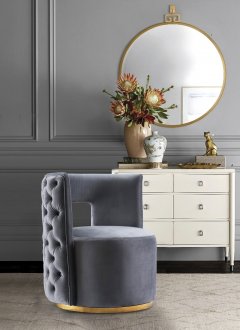 Theo Accent Chair 594 in Grey Velvet by Meridian