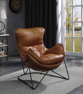 Thurshan Accent Chair 59945 in Aperol Top Grain Leather by Acme