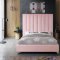 Via Upholstered Bed in Pink Velvet Fabric by Meridian