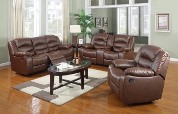 7242 Reclining Sofa in Brown Bonded Leather w/Optional Items [EGS-7242]