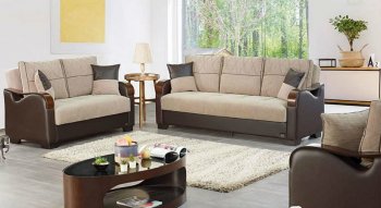 Seattle Sofa Bed in Beige & Espresso by Empire w/Options [MYSB-Seattle]