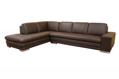 Callidora Sectional Sofa in Dark Brown Leather