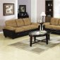 Mocha Microfiber & Dark Brown Leather Modern Sofa & Loveseat Set