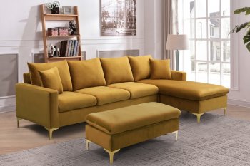 LCL-021 Sectional Sofa in Gold Velvet [BDSS-LCL-021 Gold]