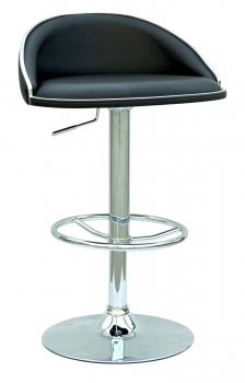 Set of 2 Black & Chrome Finish Modern Swivel Barstools [CYBA-0388-BLACK]