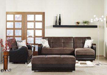 Modern Chocolate Sectional Sofa with Storage Spaces [IKSB-LUNA-Sectional-Chocolate]