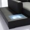 T35 Mini Sectional Sofa in Black Eco-Leather w/ Light