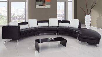 Black & White Ultra Bonded Leather Modern 4Pc Sectional Sofa [GFSS-919-Bk/WH]