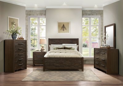 Bowers Bedroom 5Pc Set 1952 in Rustic Brown w/Options