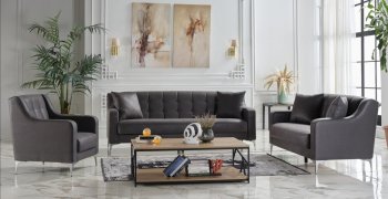 Livia Melson Dark Gray Sofa Bed by Bellona w/Options [IKSB-Livia Melson Dark Gray]