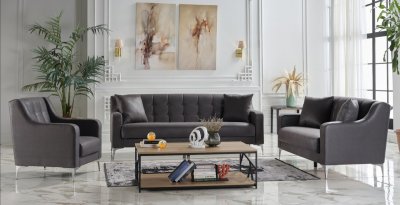 Livia Melson Dark Gray Sofa Bed by Bellona w/Options