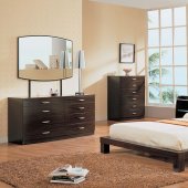 6 Piece Dark Cappuccino Finish Contemporary Bedroom Set