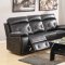 7720 Reclining Sofa in Black Faux Leather w/Options