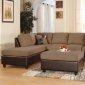 Saddle Fabric & Brown Bycast Leather Two-Tone Sectional Sofa Set