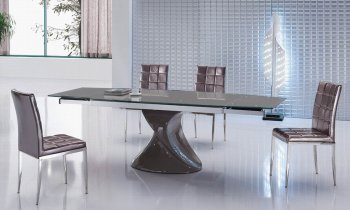 Brown Glass Top Modern Dining Table w/Optional Side Chairs [EFDS-11323DT-192SC]