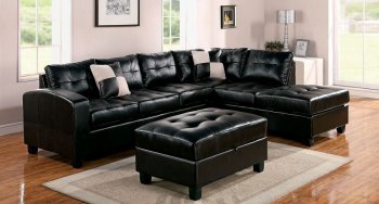 Kiva Sectional Sofa 51195 in Black Bonded Leather Match by Acme [AMSS-51195 Kiva]