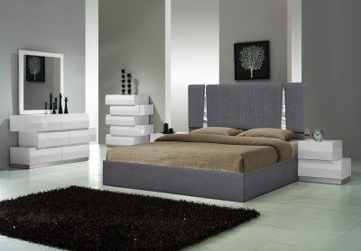 Matisse Bedroom Charcoal by J&M w/Optional Milan White Casegoods