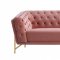 Aiken Sofa & Loveseat Set in Salmon Velvet Fabric by VIG