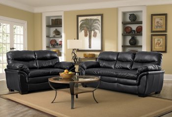 1030 Sofa in Black Bonded Leather w/Options [EGS-1030]