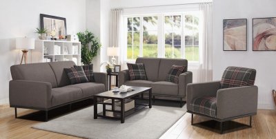 U819 Sofa, Loveseat & Chair 3Pc Set Dark Gray Fabric by Global